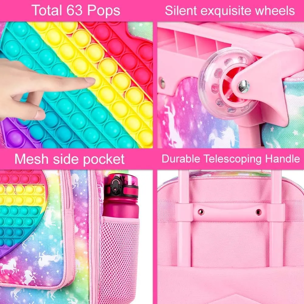 Kids Luggage for Boys and Girls, Cute Dinosaur Unicorn Rolling Wheels Suitcase for Toddler Children