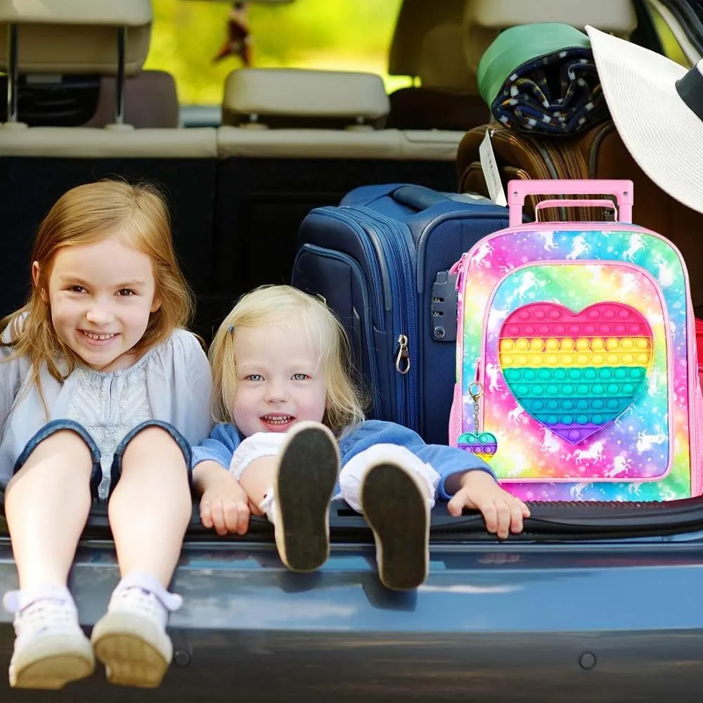 Kids Luggage for Boys and Girls, Cute Dinosaur Unicorn Rolling Wheels Suitcase for Toddler Children