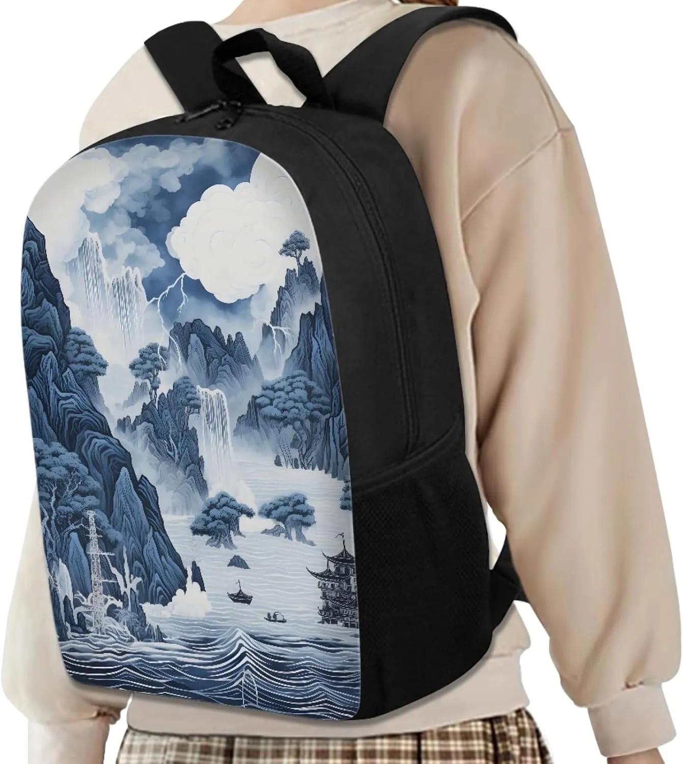 Kids School Backpack Durable Laptop Book Bags for Boys Girls Mens Womens Casual Daypack Shoulders Bags 17 inch,Blue Mountain