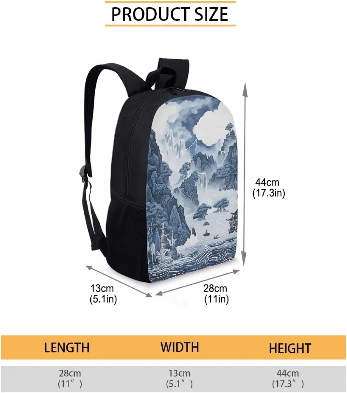 Kids School Backpack Durable Laptop Book Bags for Boys Girls Mens Womens Casual Daypack Shoulders Bags 17 inch,Blue Mountain