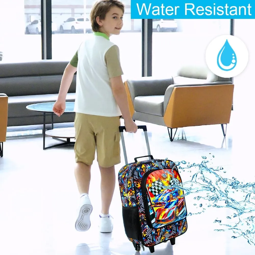 Kids Suitcase, 18" Boys Carry on Luggage With Wheels, Car Suitcases for Kid Toddler Children(Racing)