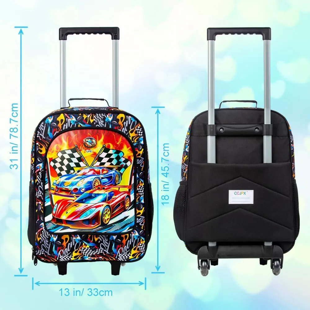 Kids Suitcase, 18" Boys Carry on Luggage With Wheels, Car Suitcases for Kid Toddler Children(Racing)