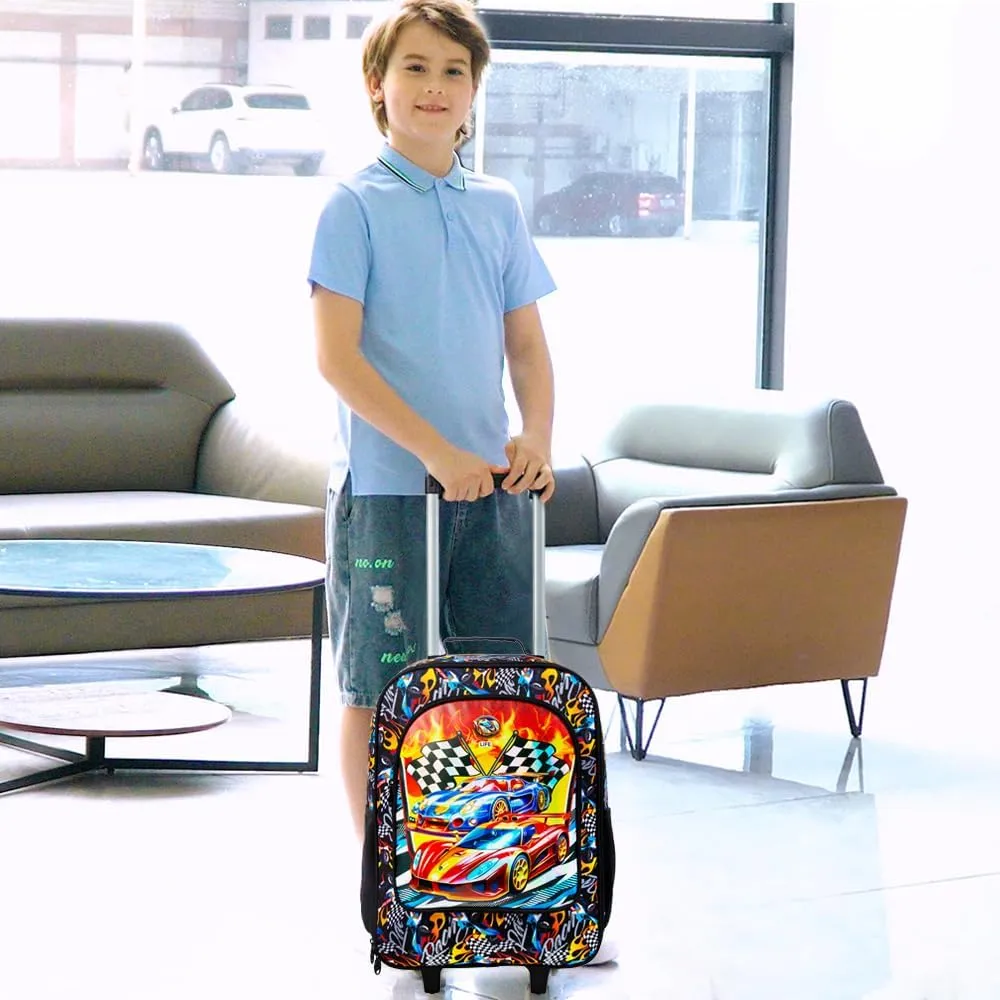Kids Suitcase, 18" Boys Carry on Luggage With Wheels, Car Suitcases for Kid Toddler Children(Racing)