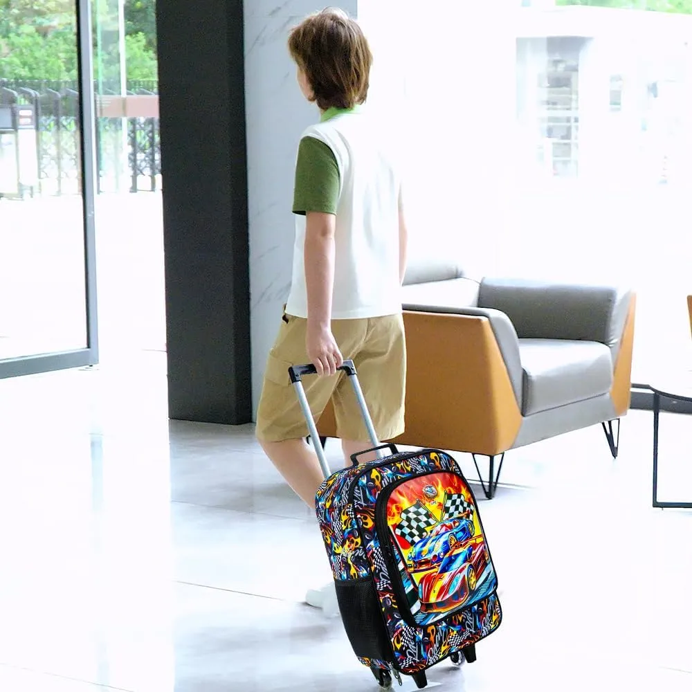 Kids Suitcase, 18" Boys Carry on Luggage With Wheels, Car Suitcases for Kid Toddler Children(Racing)