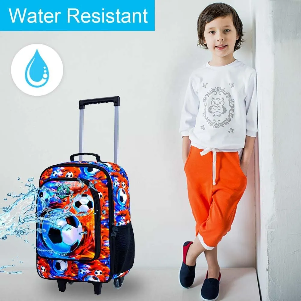 Kids Suitcase, Boys Travel Suitcases with Wheels, Soccer Carry on Rolling Luggage(Fire and Ice)