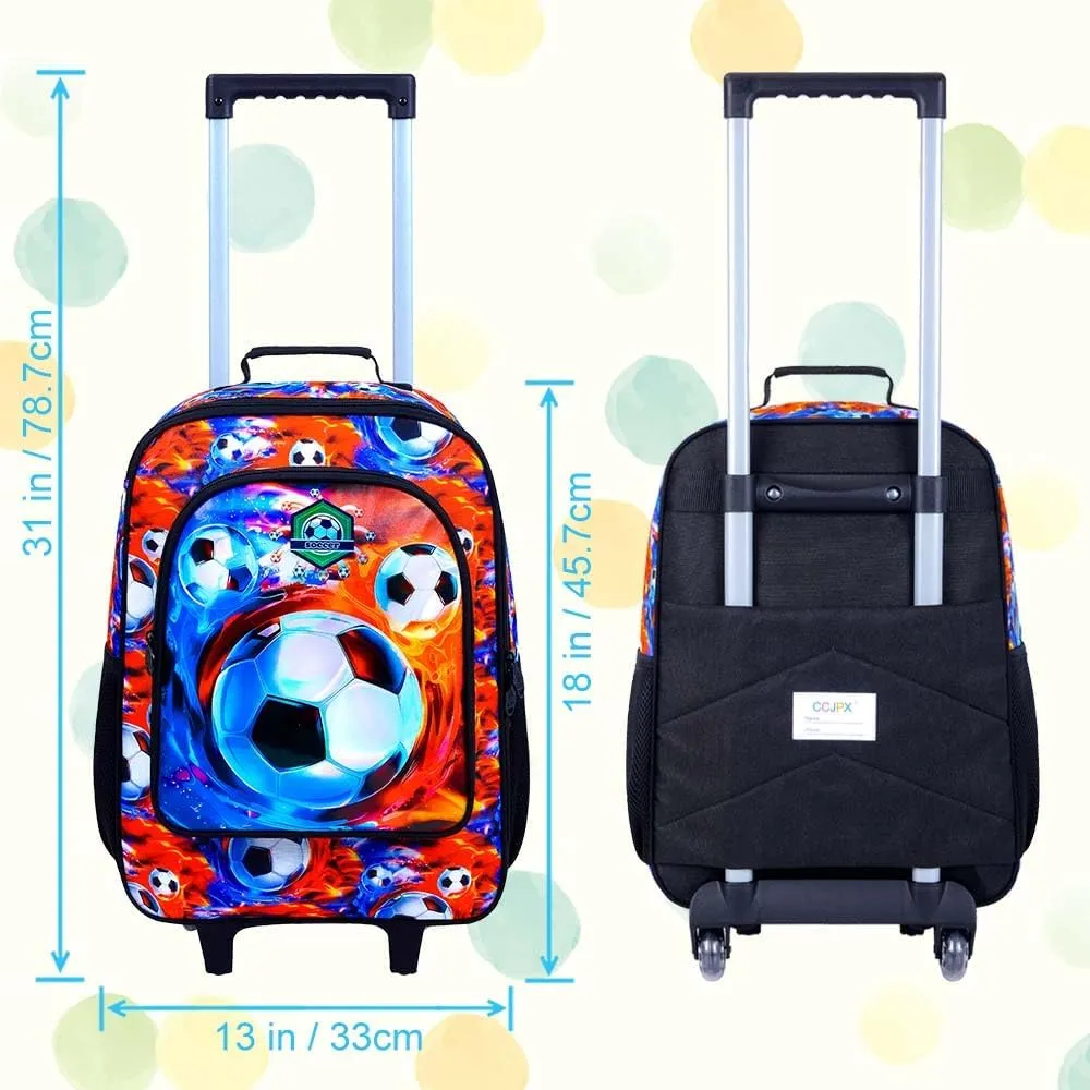 Kids Suitcase, Boys Travel Suitcases with Wheels, Soccer Carry on Rolling Luggage(Fire and Ice)