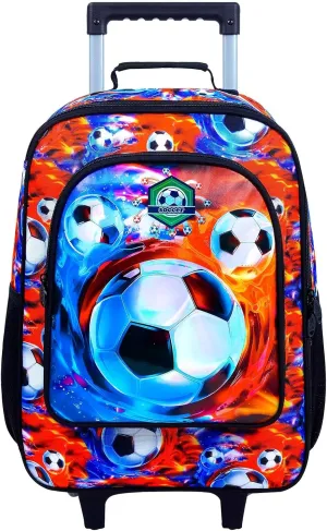 Kids Suitcase, Boys Travel Suitcases with Wheels, Soccer Carry on Rolling Luggage(Fire and Ice)