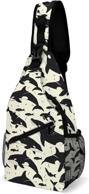Killer Whale Funny Crossbody Sling Bag Novelty Chest Bags Shoulder Backpack For Travel Hiking 15×8×4 Inches