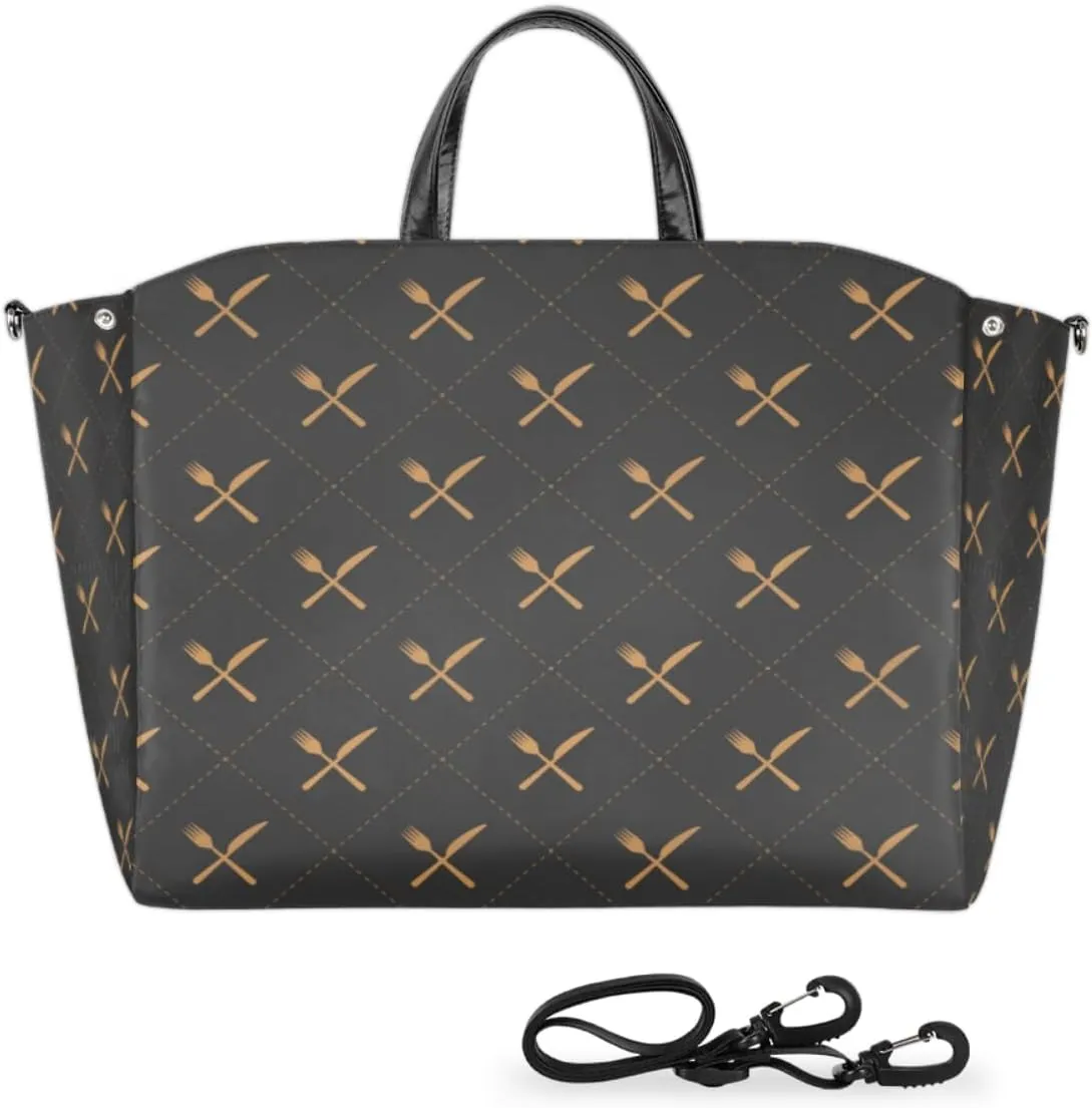 Knife Fork Pattern Large Tote Bag for Women Travel Should Bag Big Oversized Totes Waterproof Crossbody Tote Bag with Adjustable Strap for Women Work Shopping Beach Travel