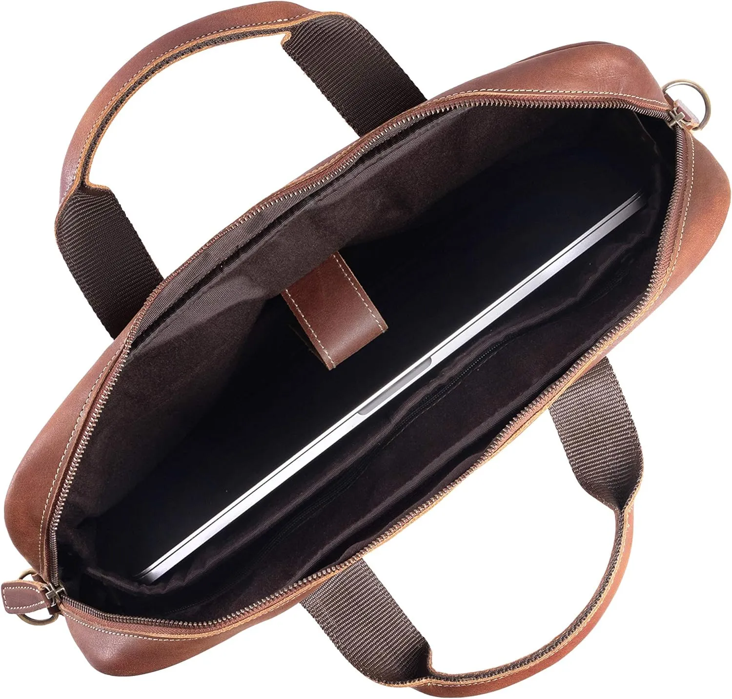 KomalC 16 Inch Leather Briefcases Laptop Messenger Bags For Men And Women Best Office School College Satchel Bag