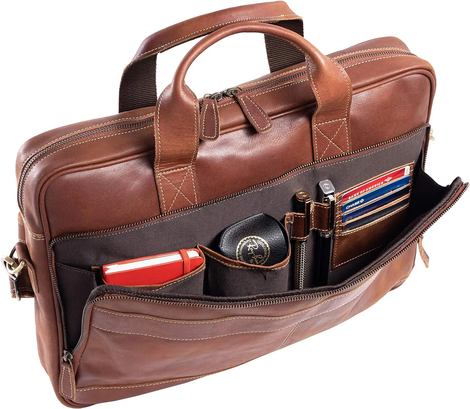 KomalC 16 Inch Leather Briefcases Laptop Messenger Bags For Men And Women Best Office School College Satchel Bag