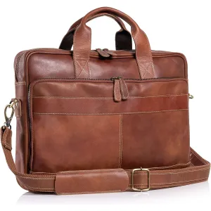 KomalC 16 Inch Leather Briefcases Laptop Messenger Bags For Men And Women Best Office School College Satchel Bag