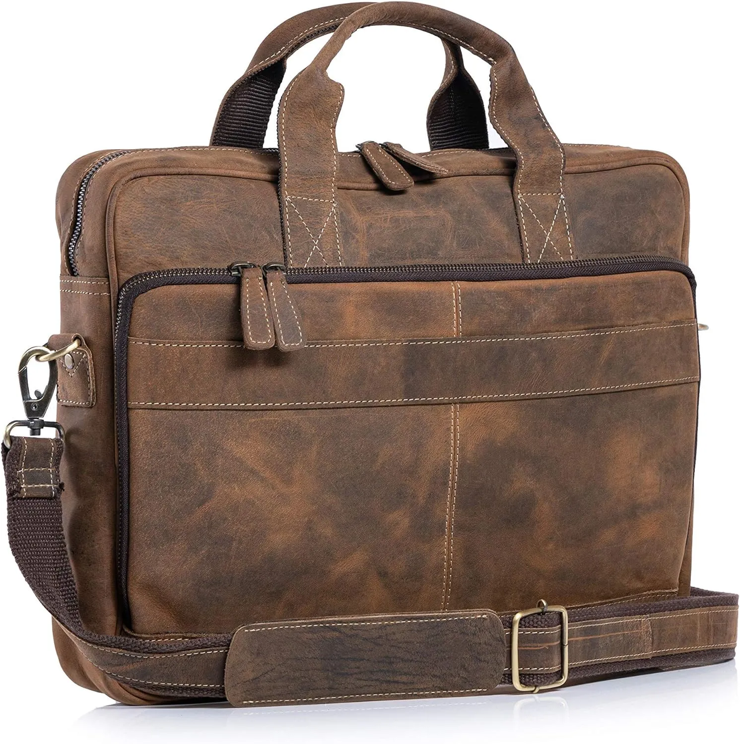 KomalC 16 Inch Leather Briefcases Laptop Messenger Bags For Men And Women Best Office School College Satchel Bag