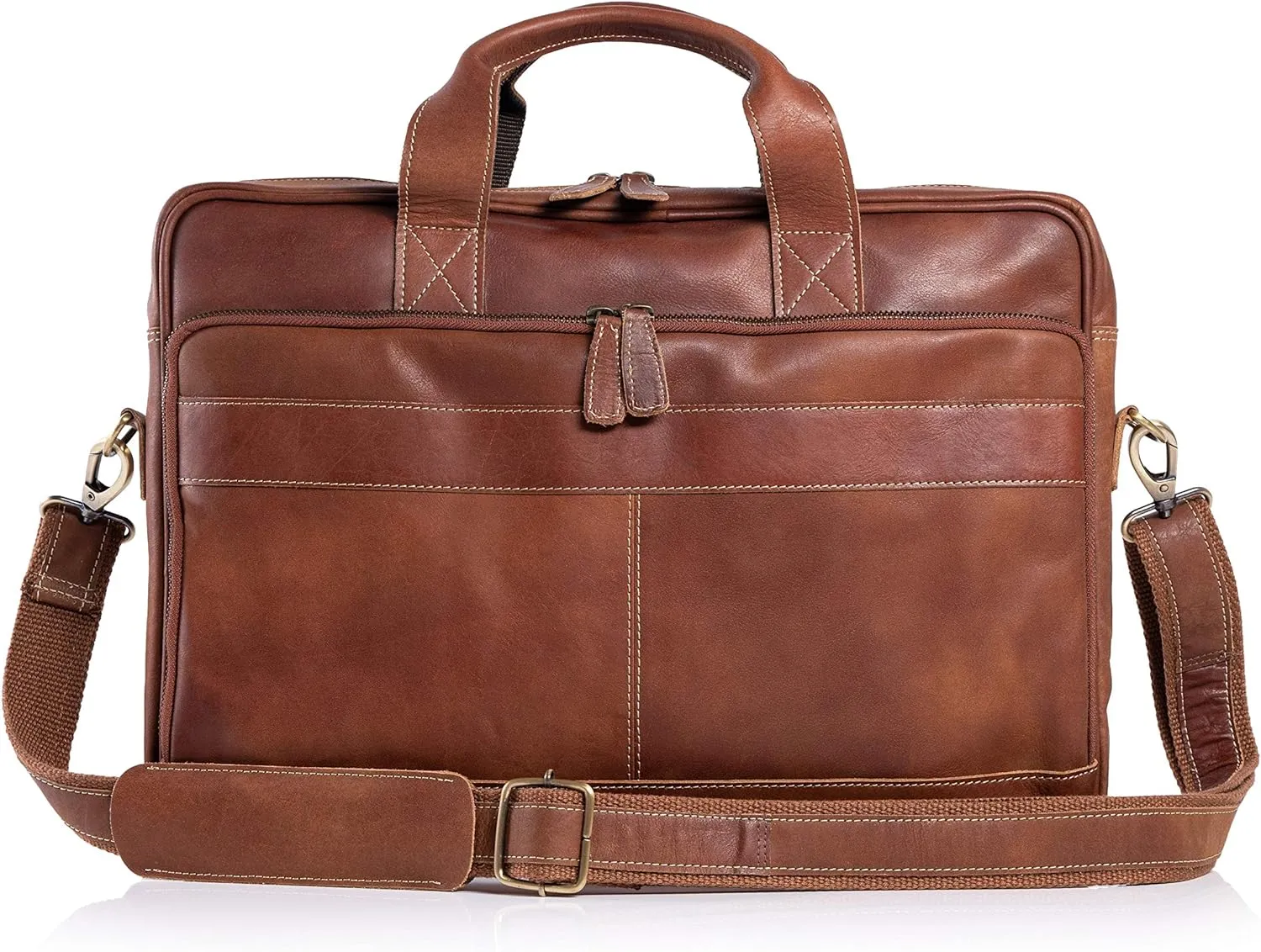 KomalC 16 Inch Leather Briefcases Laptop Messenger Bags For Men And Women Best Office School College Satchel Bag