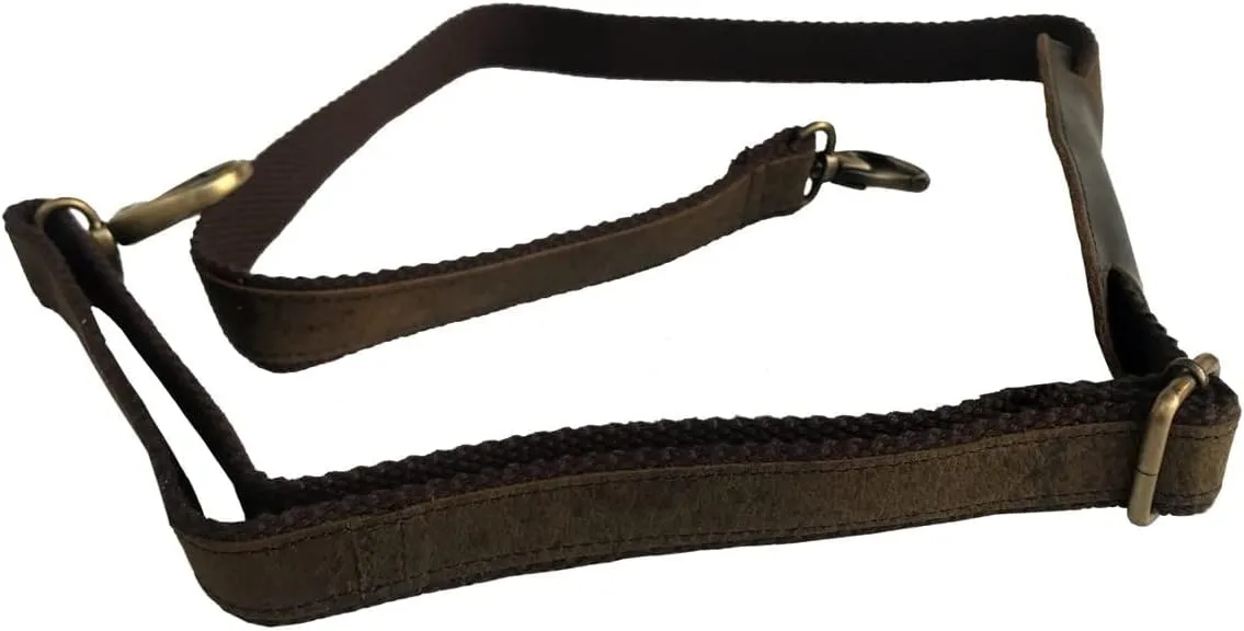 KomalC Leather Adjustable Padded Replacement Shoulder Strap with Metal Swivel Hooks for Messenger, Laptop, Camera Bags