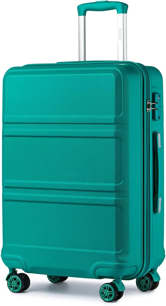 Kono 24 Inch Luggage Suitcase Lightweight with Spinner Wheels TSA Lock Hardside Medium Checked Luggage Durable Rolling Suitcase Turquoise