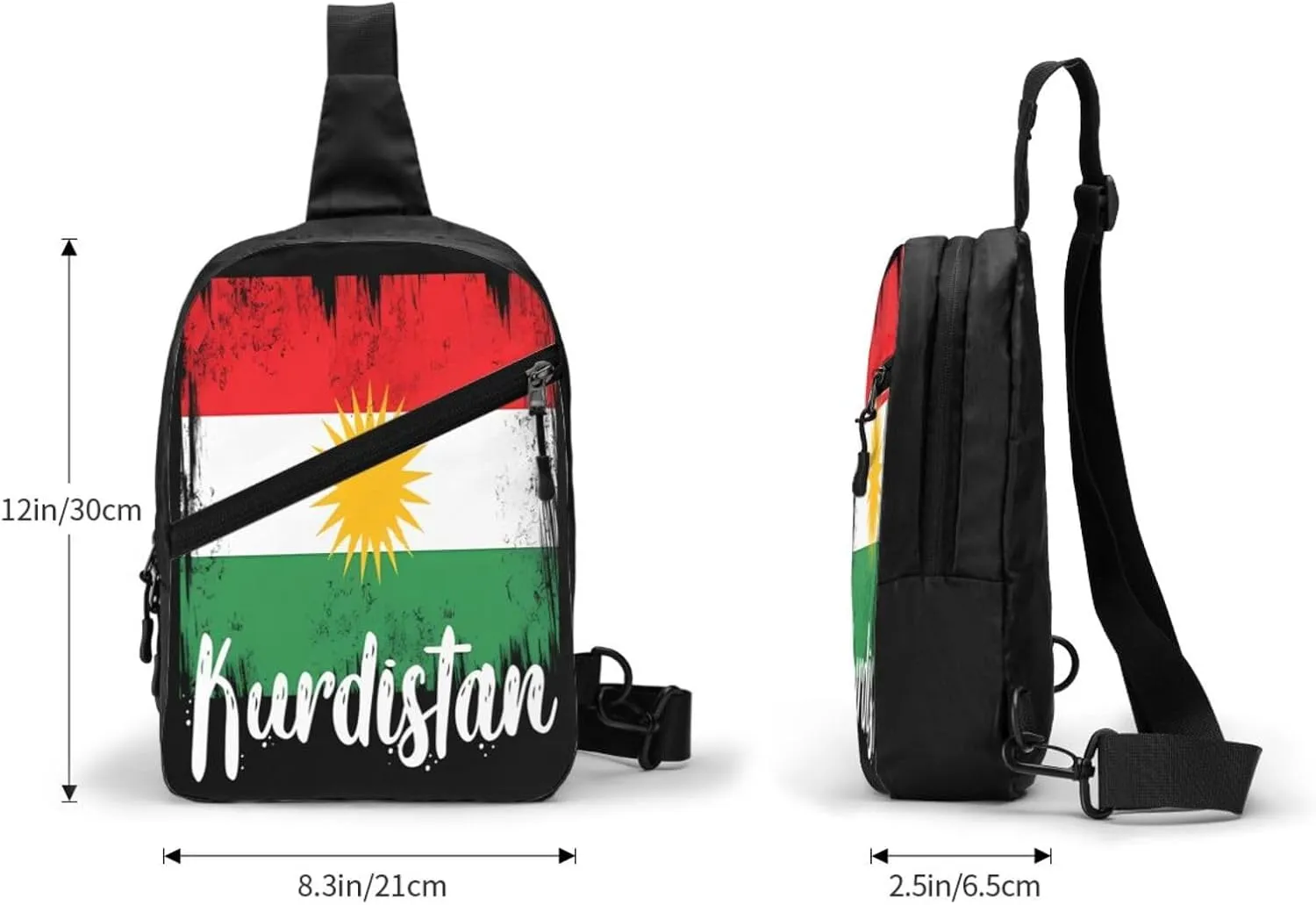 Kurdistan Kurdish Flag Packable Crossbody Bag Portable Sling Bags Foldable Travel Daypack Reusable Sports Shoulder Backpack Diagonally Chest Bag for Workout