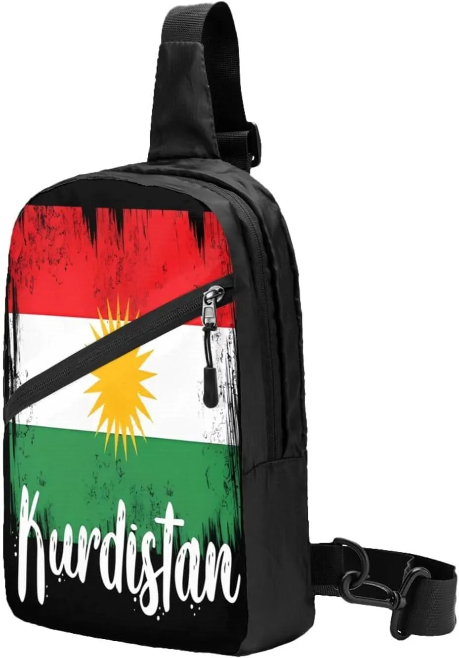 Kurdistan Kurdish Flag Packable Crossbody Bag Portable Sling Bags Foldable Travel Daypack Reusable Sports Shoulder Backpack Diagonally Chest Bag for Workout