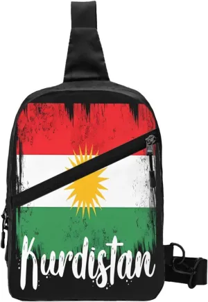 Kurdistan Kurdish Flag Packable Crossbody Bag Portable Sling Bags Foldable Travel Daypack Reusable Sports Shoulder Backpack Diagonally Chest Bag for Workout