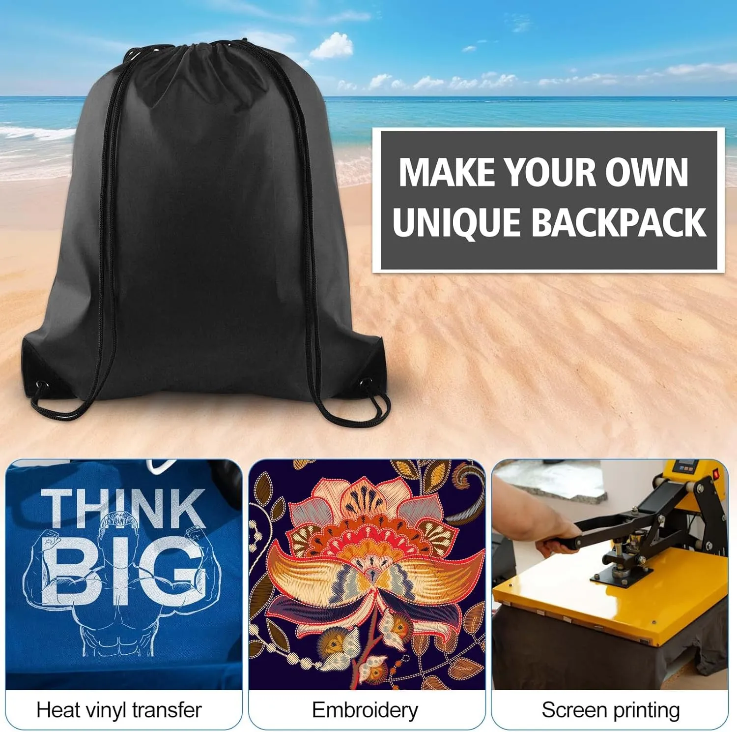 KUUQA 60Pcs Black Drawstring Backpack Bag Sack Drawstring Bags Bulk String Bags Storage Bags for Sport Gym Traveling