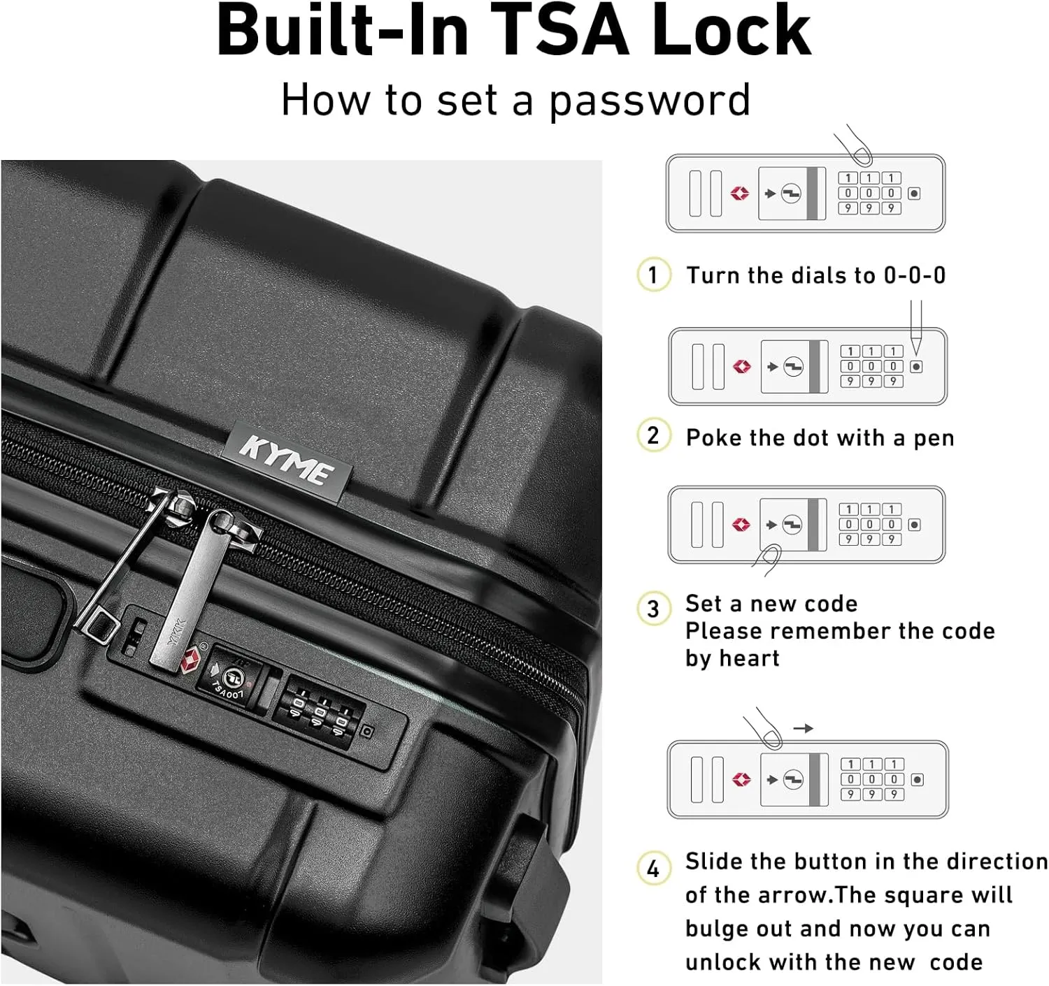 KYME 30 Inch Luggage TSA Approved Hardside Suitcases with Spinner Wheels Durable Large Travel Checked Rolling Luggage with Cup Holder for Women Men Black
