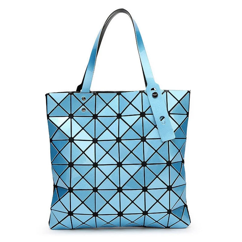 Ladies Folded Geometric Plaid Bag Women Fashion Casual Tote Top-handle Bag Shoulder Bags Bao Bao Pearl BaoBao Bolsas Handbags