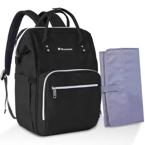 Large Baby Diaper Bag Unisex Nappy Backpack with Changing Mat,Stroller Hooks for Baby Boys Girls Moms Dads,Black