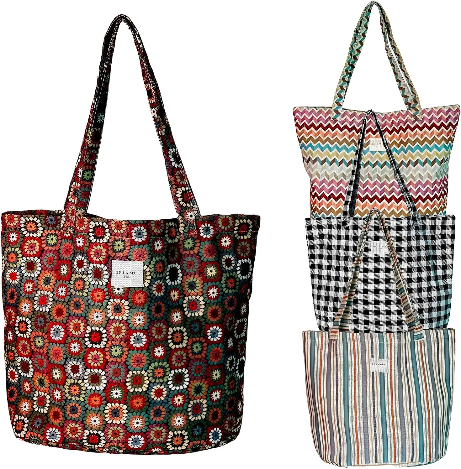 LARGE BOHO TOTE BAG for WOMEN – Animal Free Shoulder Bag – Boho Hippie Purse for Beach, Work & Daily Use