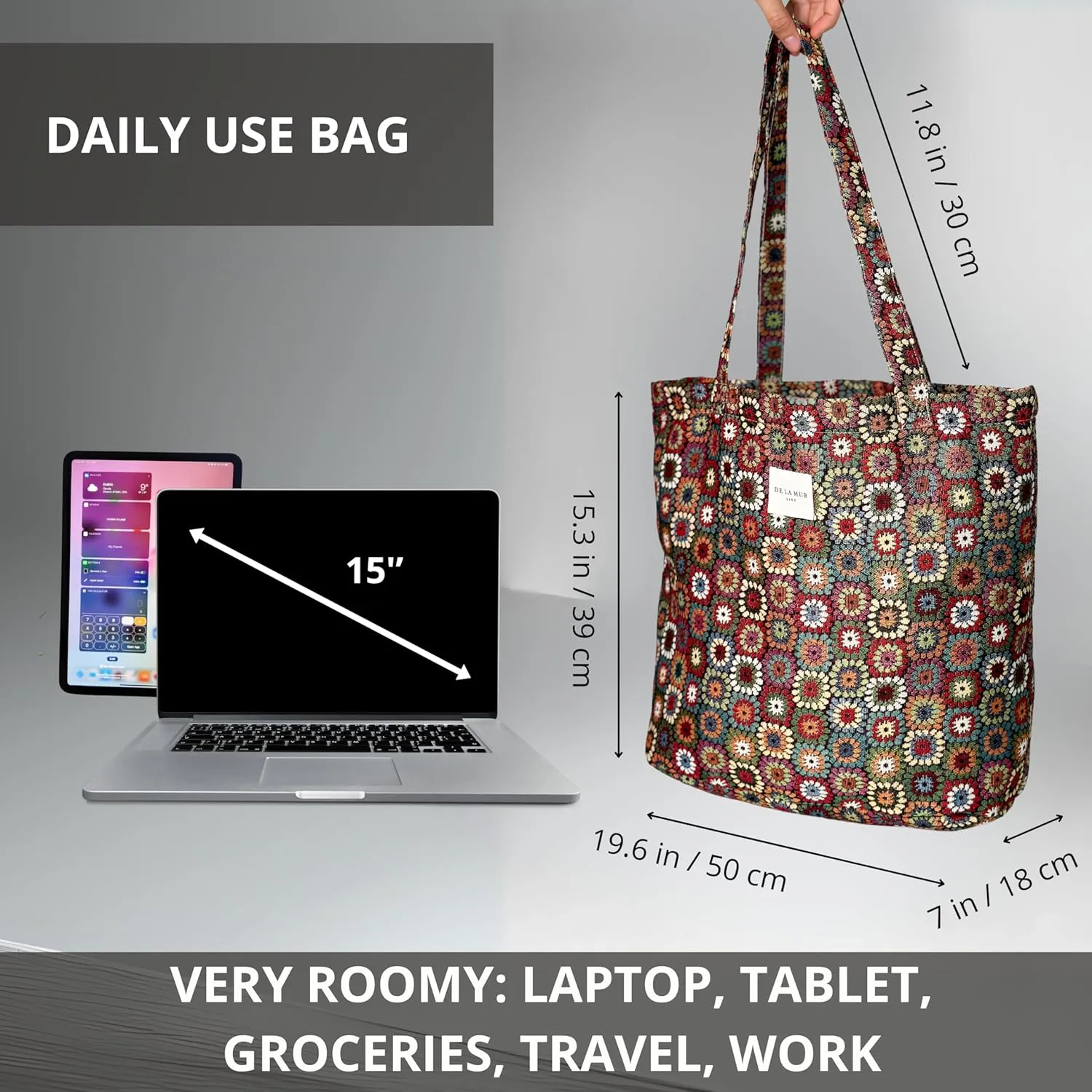 LARGE BOHO TOTE BAG for WOMEN – Animal Free Shoulder Bag – Boho Hippie Purse for Beach, Work & Daily Use