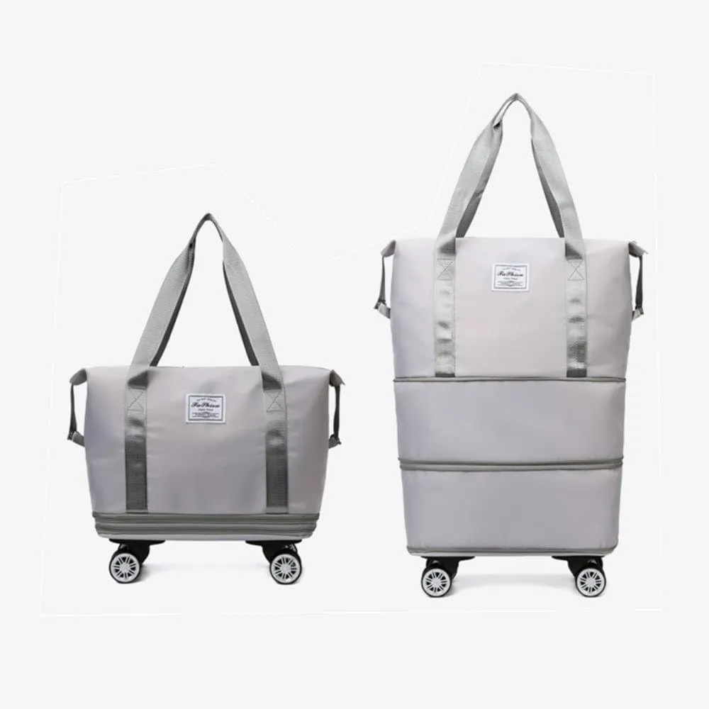 Large Capacity Rolling Wheeled Duffel Bag Spinner Suitcase Luggage Expandable, Foldable Luggage with Detachable Wheels, Water-Proof Travel Bag for Men Women (grey)