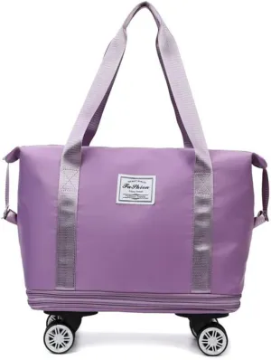 Large Capacity Rolling Wheeled Duffel Bag Spinner Suitcase Luggage Expandable, Foldable Luggage with Detachable Wheels, Water-Proof Travel Bag for Men Women (purple)