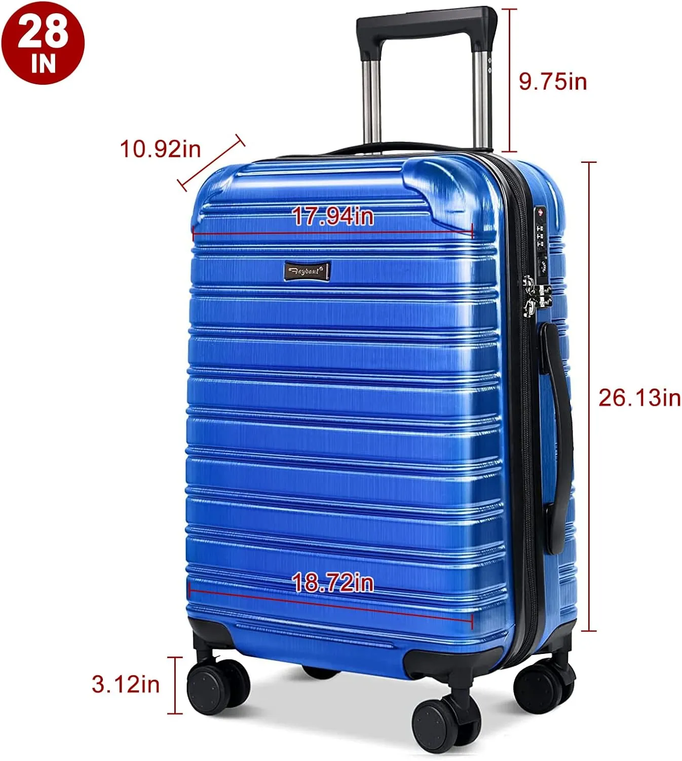 Large Luggage Expandable Pc Abs With Tsa Lock Hardshell Travel Big Rolling Luggage Suitcase Set Carry On Luggage Suitcase With Spinner Wheels 28 Inch,Blue