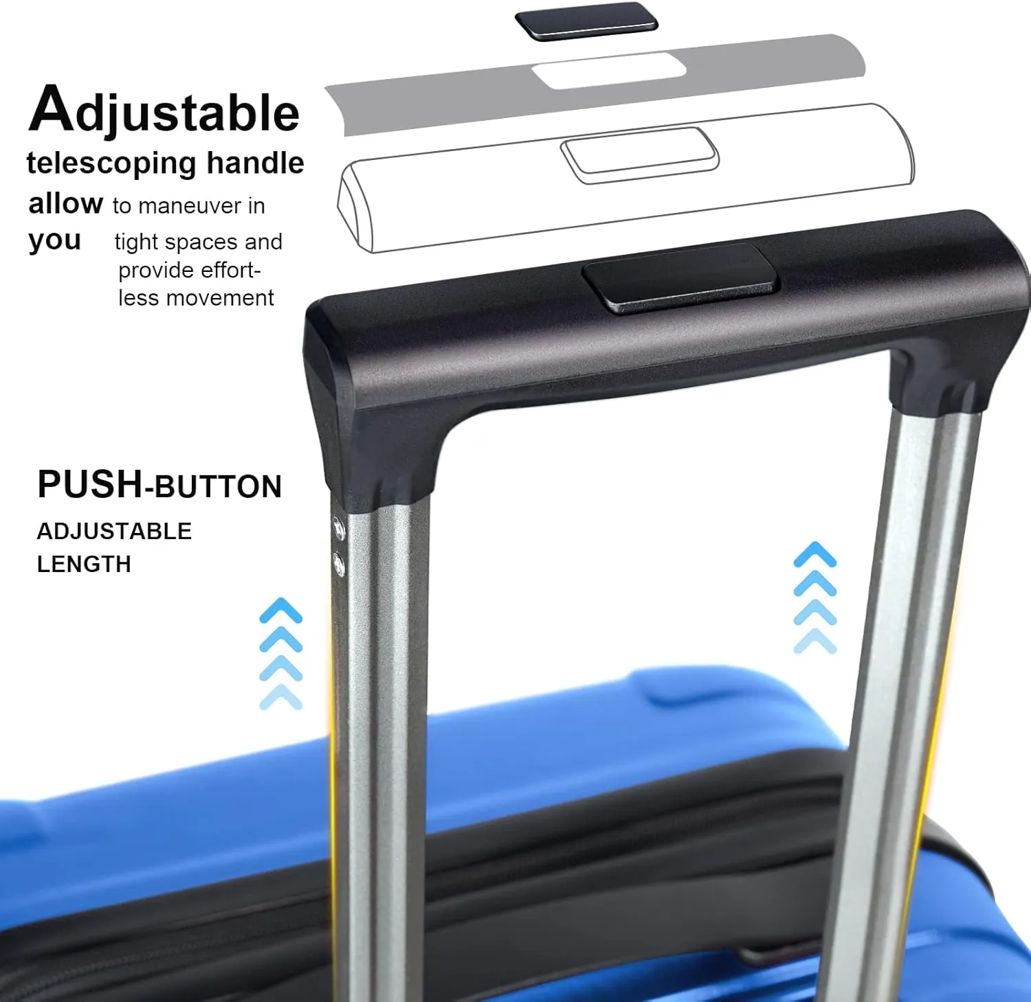 Large Luggage Expandable Pc Abs With Tsa Lock Hardshell Travel Big Rolling Luggage Suitcase Set Carry On Luggage Suitcase With Spinner Wheels 28 Inch,Blue