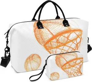 Large Travel Duffel Bag Sports Tote Gym Bag Overnight Weekender Bags Basketball Sketch Carry On Luggage with Toiletry Bags