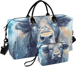 Large Travel Duffel Bag Sports Tote Gym Bag Overnight Weekender Bags Yak Cattle 1 Carry On Luggage with Toiletry Bags