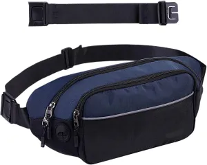 Large Waist Packs Women Men Fashion Crossbody Belt Bags Hiking Running Walking(Black dark blue)