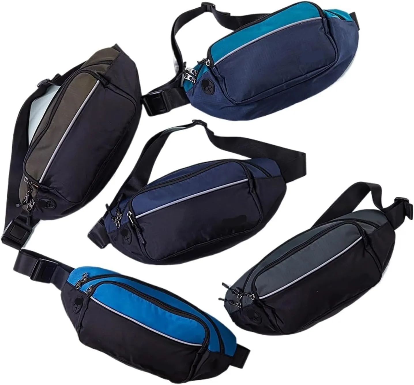 Large Waist Packs Women Men Fashion Crossbody Belt Bags Hiking Running Walking(Black dark blue)