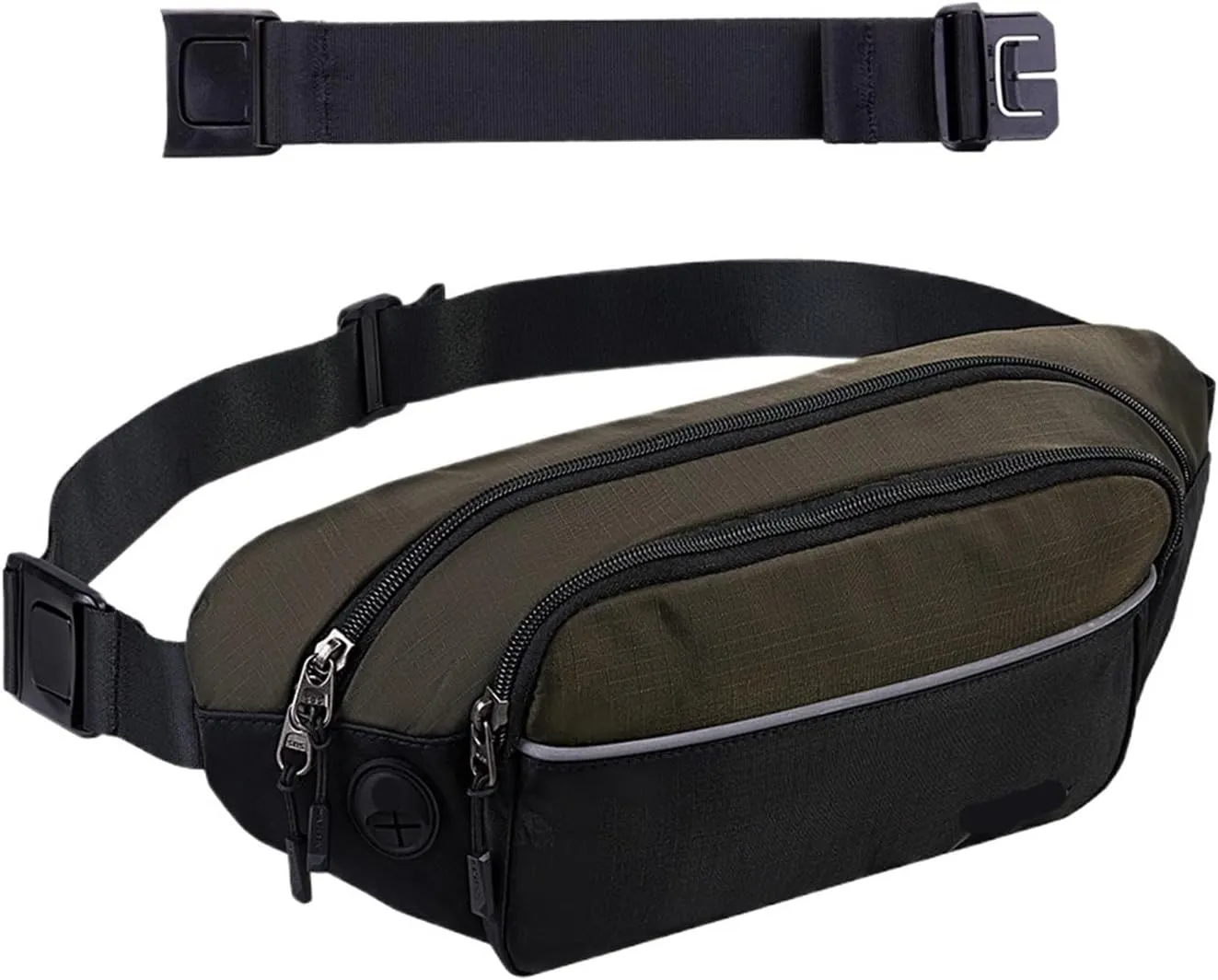 Large Waist Packs Women Men Fashion Crossbody Belt Bags Hiking Running Walking(Black military green)