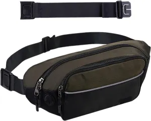 Large Waist Packs Women Men Fashion Crossbody Belt Bags Hiking Running Walking(Black military green)