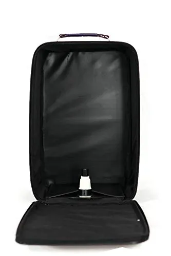Large Wig Travel Box with Top Handle, Shoulder Strap & Double Zipper, Carrying Case with Removable Head-Holding Base -Black & Purple