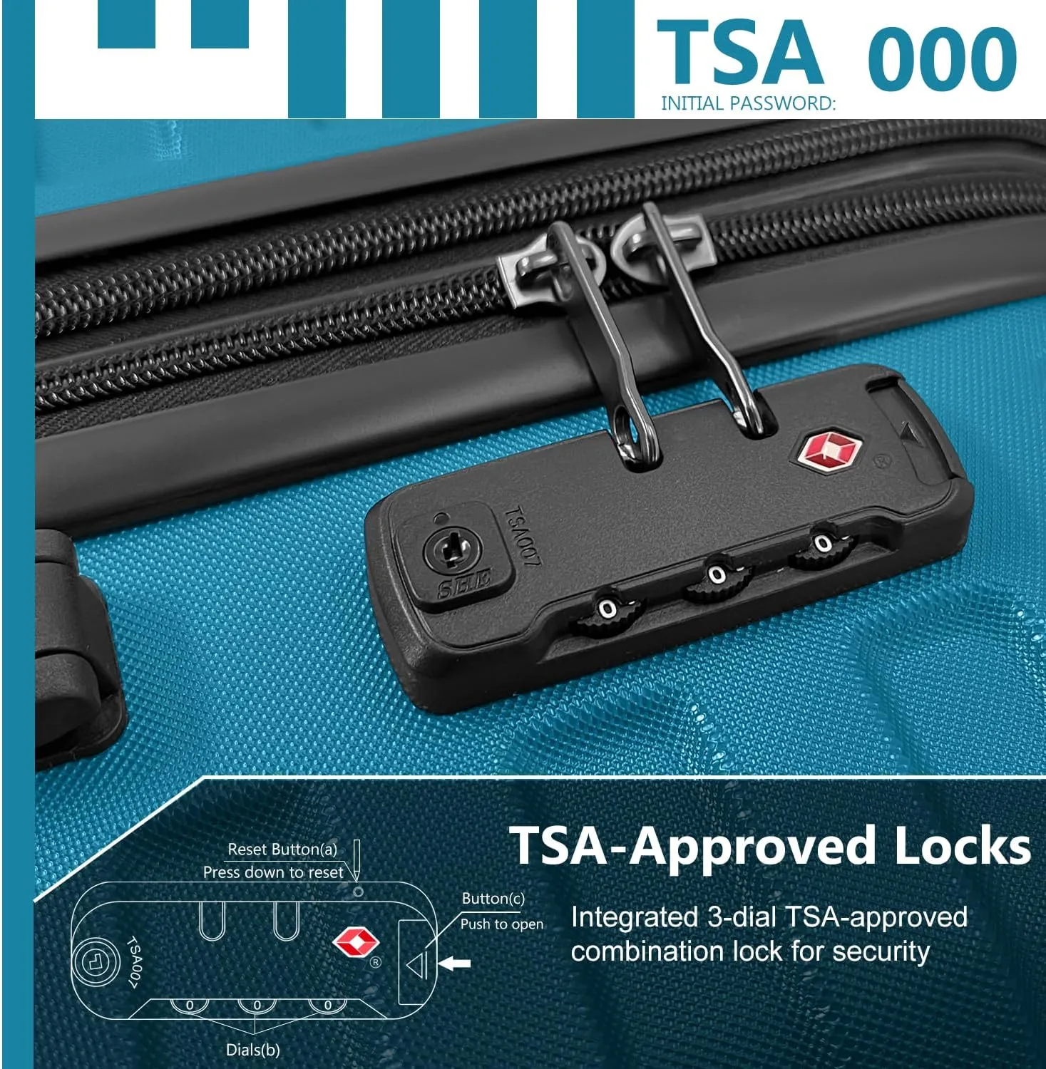 LARVENDER Luggage Sets for Women 5 Piece Hardside Expandable Suitcases with Wheels TSA Lock, Lightweight Travel Carry On Suitcase Set with Cosmetic Case, Blue
