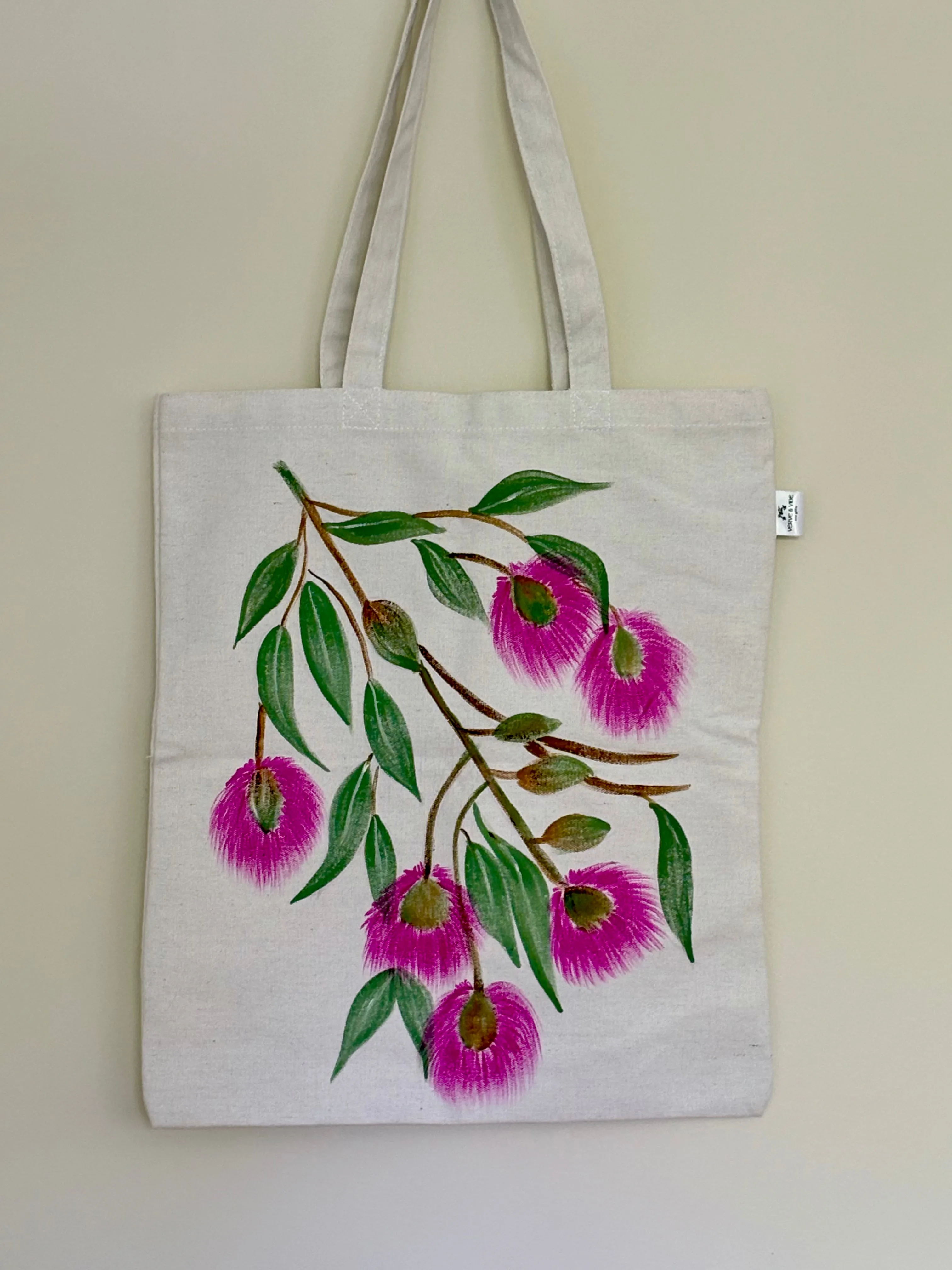 Leafy Eucalyptus Blooms - Hand Painted, Canvas Tote Bag