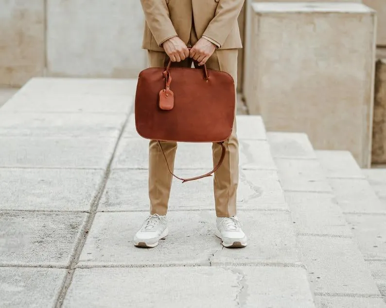 Leather Briefcase for Men Women