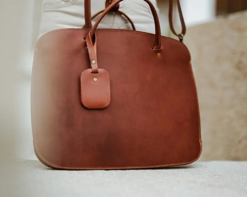 Leather Briefcase for Men Women