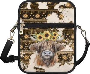 Leather Crossbody Bag for Women Men Small Cell Phone Bag Casual Body Cross Purse with Zipper Closure for Outdoor