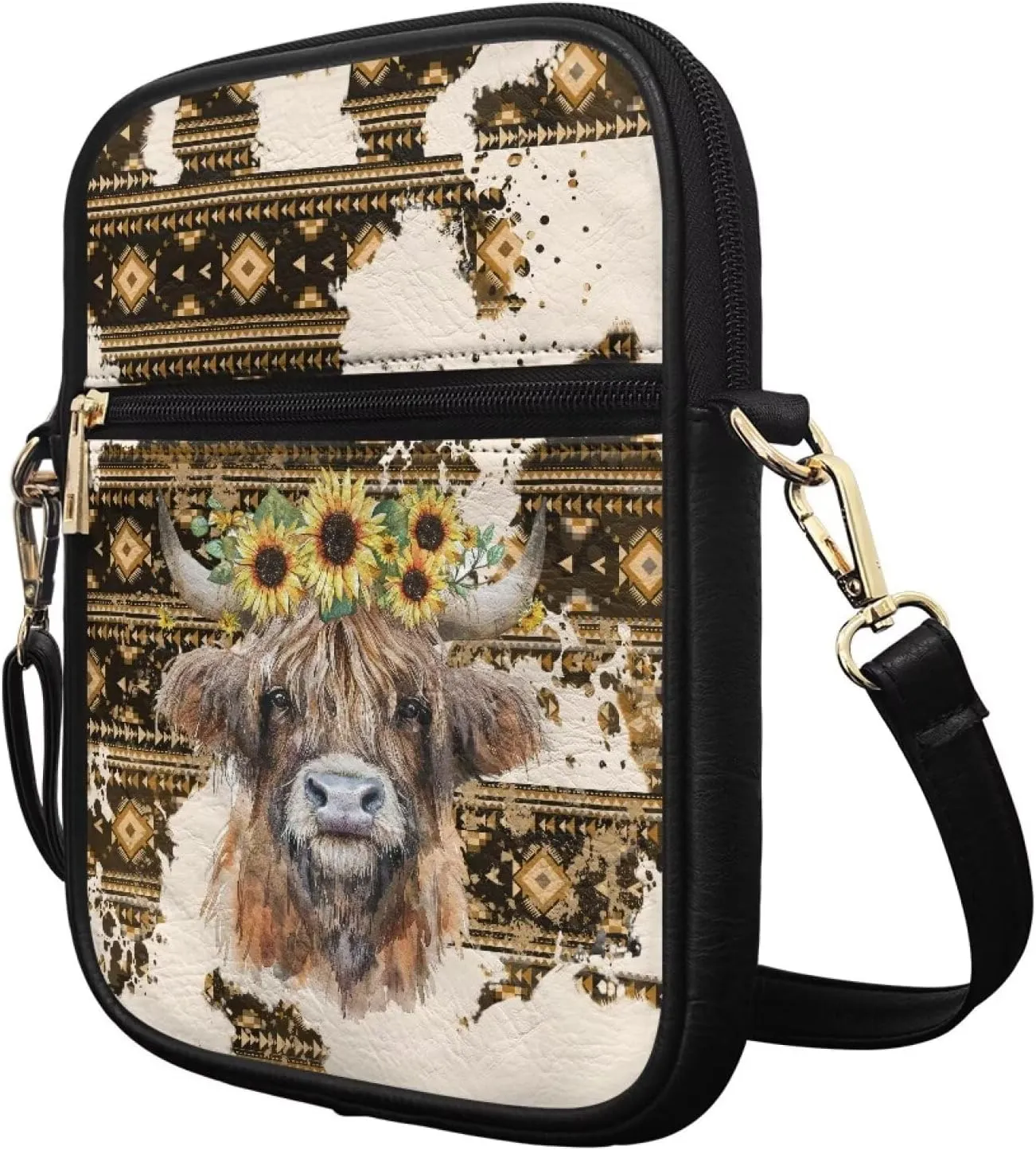 Leather Crossbody Bag for Women Men Small Cell Phone Bag Casual Body Cross Purse with Zipper Closure for Outdoor