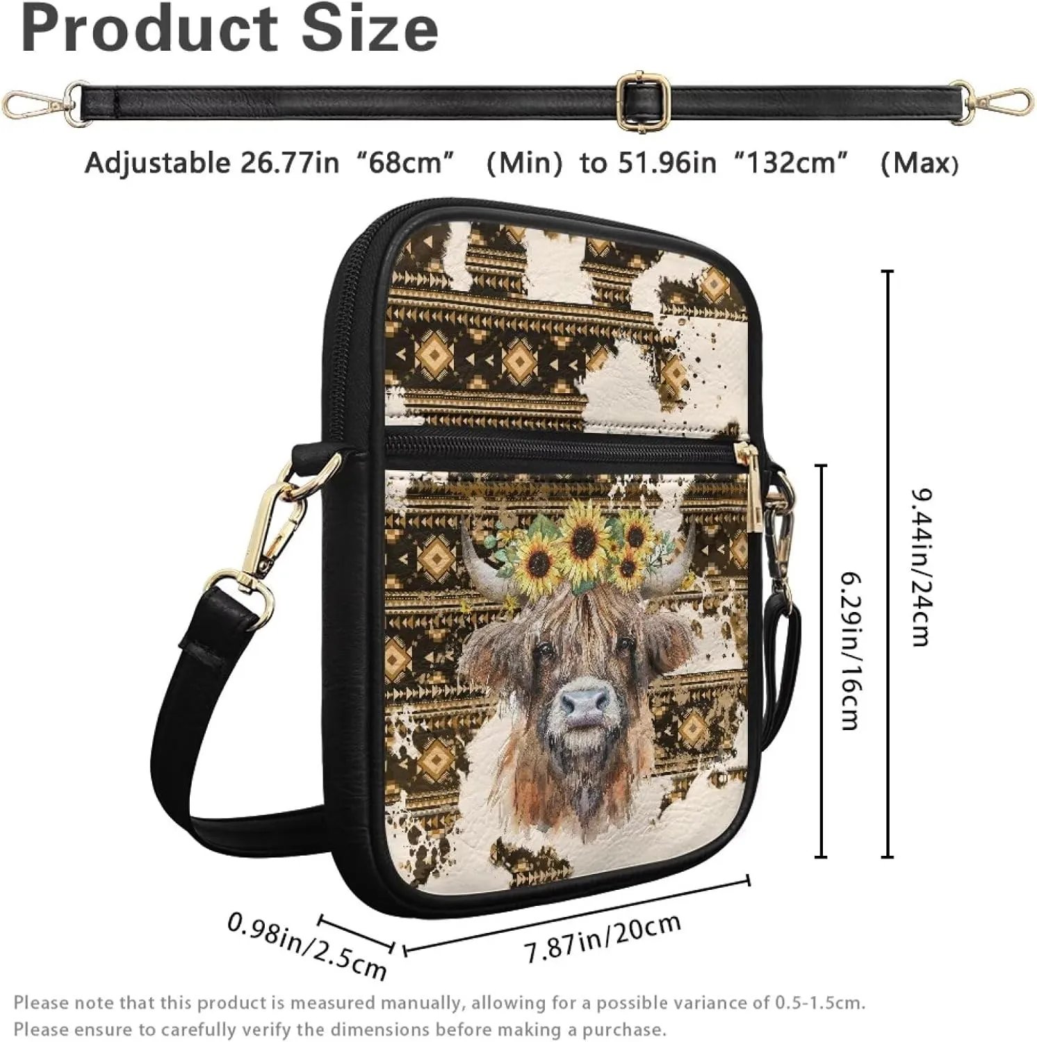 Leather Crossbody Bag for Women Men Small Cell Phone Bag Casual Body Cross Purse with Zipper Closure for Outdoor
