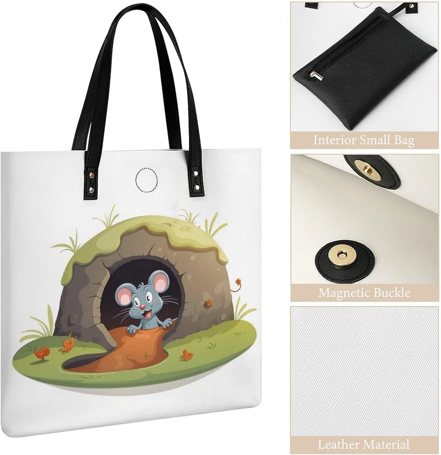 Leather Handbag for Women Tote Bag with Magnetic Buckle Cool Eagle Crossbody Bag Shoulder Bag