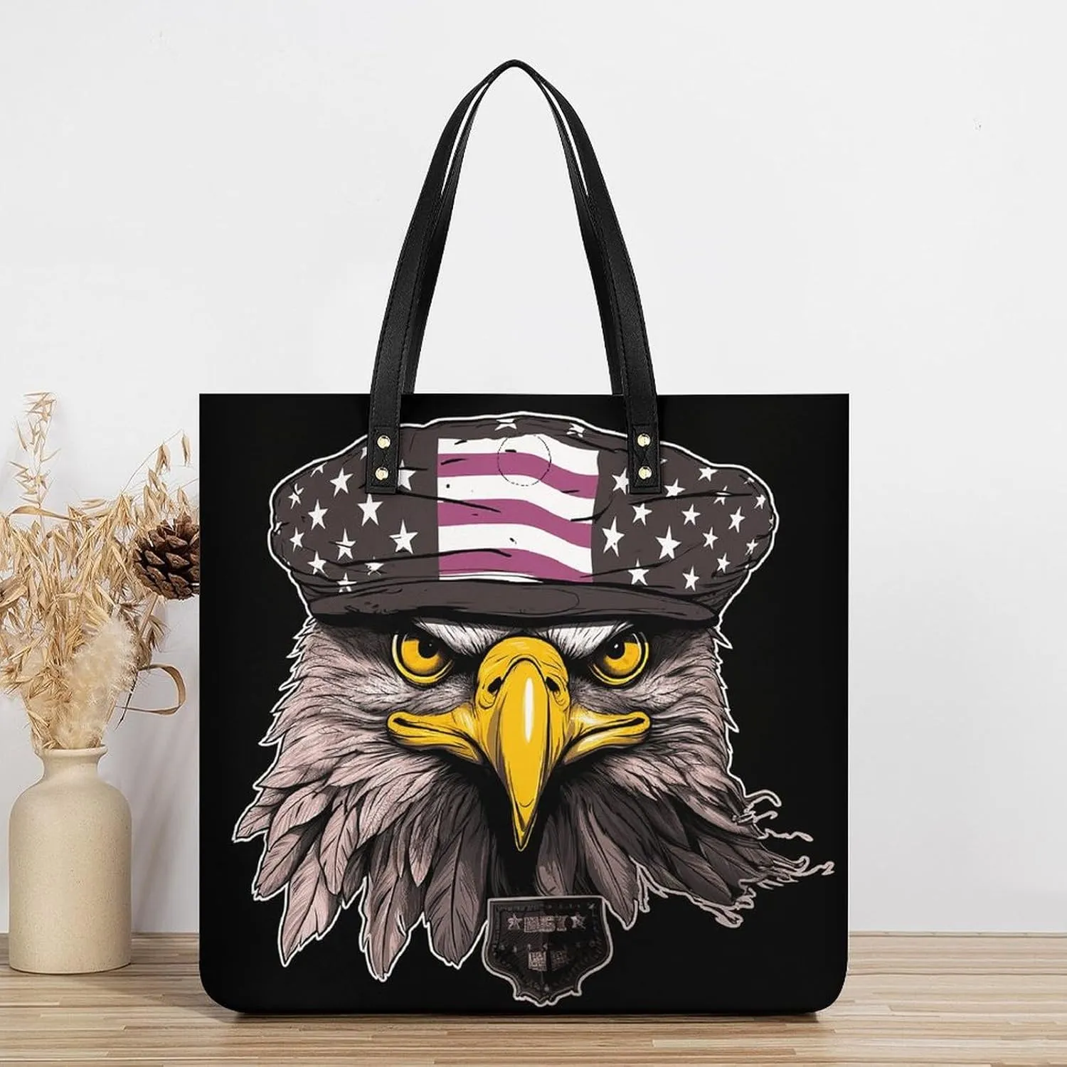 Leather Handbag for Women Tote Bag with Magnetic Buckle Cool Eagle Crossbody Bag Shoulder Bag