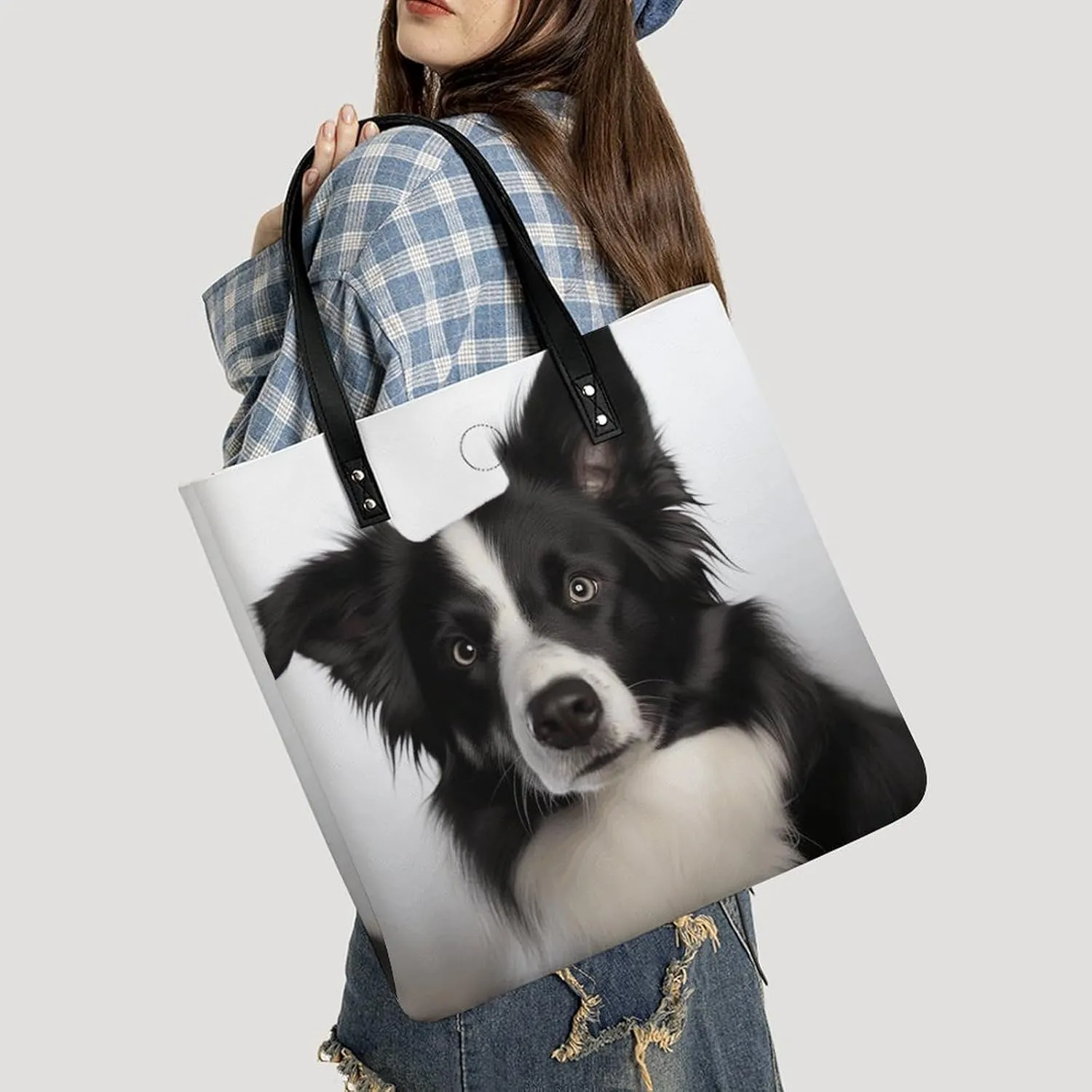 Leather Handbag for Women Tote Bag with Magnetic Buckle Monkey Lemur Cute Crossbody Bag Shoulder Bag